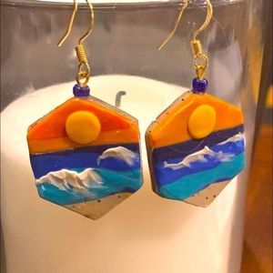 Beach sunset handmade earrings